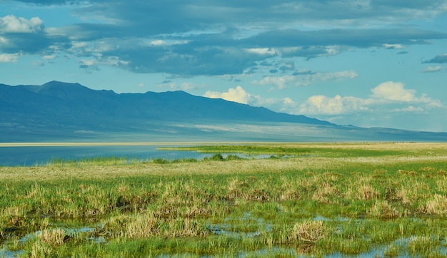 Holboo nuur, salt Lake in Mongolia