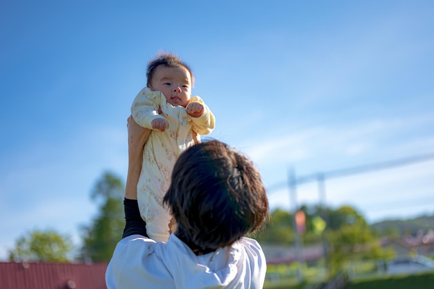 Holding a baby