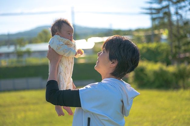 Holding a baby