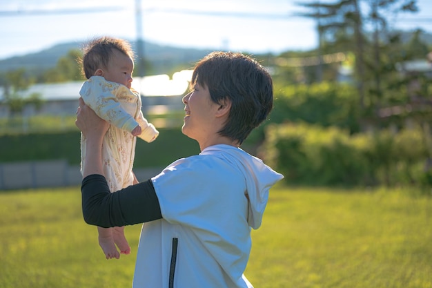 Holding a baby