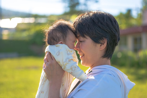 Holding a baby