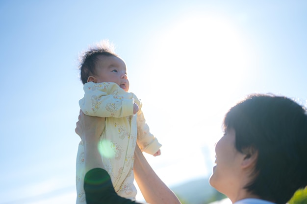 Holding a baby