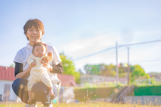 Holding a baby