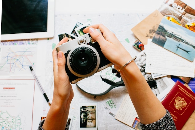 Holding camera in hands