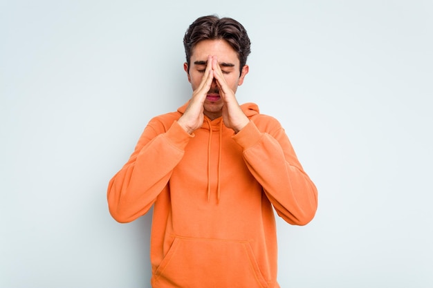 Holding hands in pray near mouth feels confident