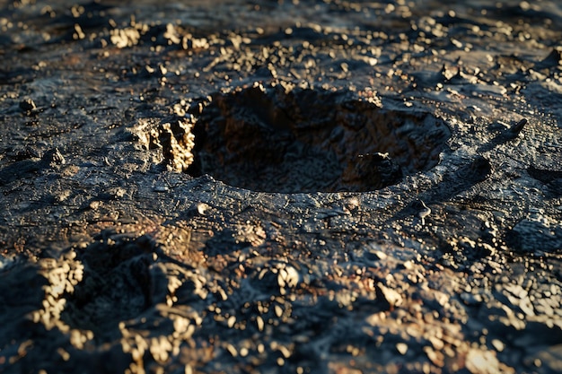 Photo a hole in the ground that has a hole in it