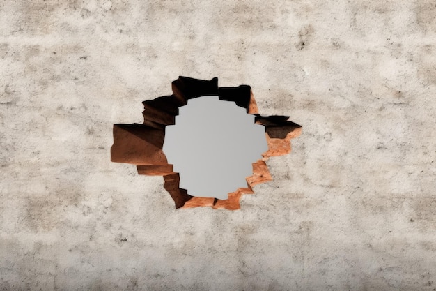 A hole in a wall with a copy space