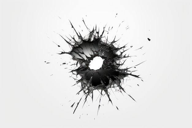 Hole white background destruction splattered