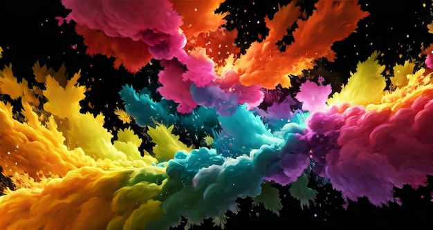 Holi background colorful paint powder explosion isolated wide panorama background Ai generated