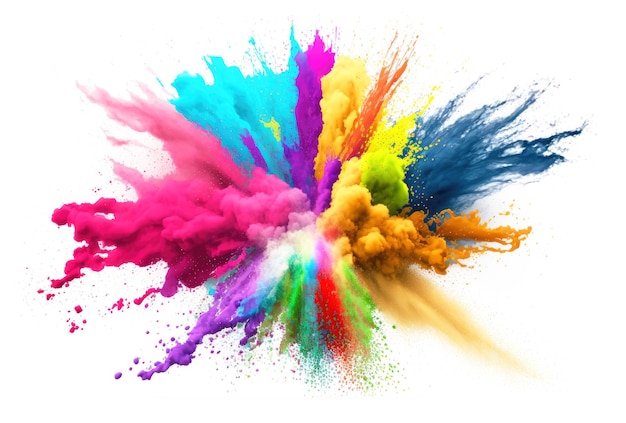 Holi color powder with frame on white background