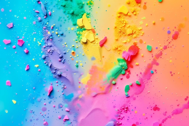 holi colorful background with vibrant splatter of powder color