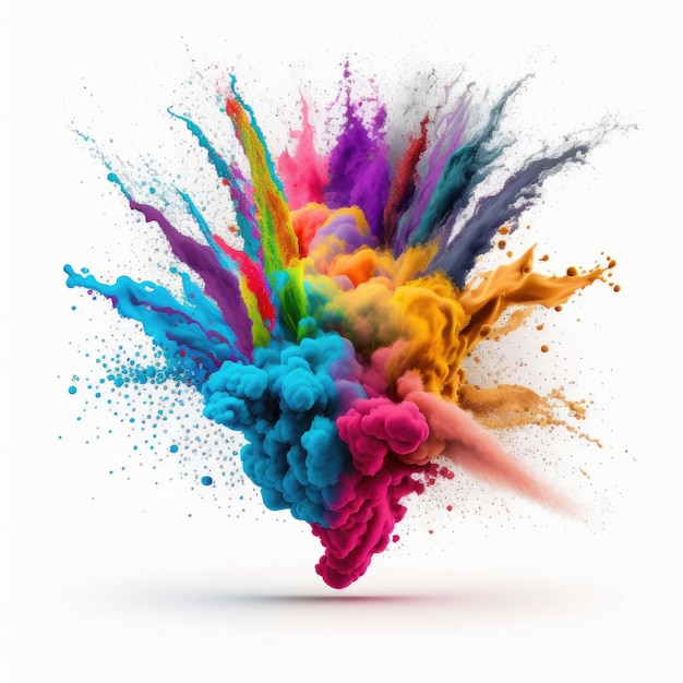 Holi colors on white background Illustration AI Generative