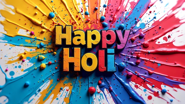 Photo holi concept happy holi celebration text message wishes greeting card and poster design