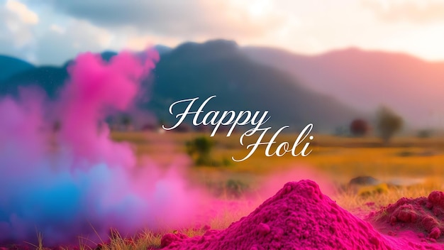 Photo holi concept happy holi celebration text message wishes greeting card and poster design