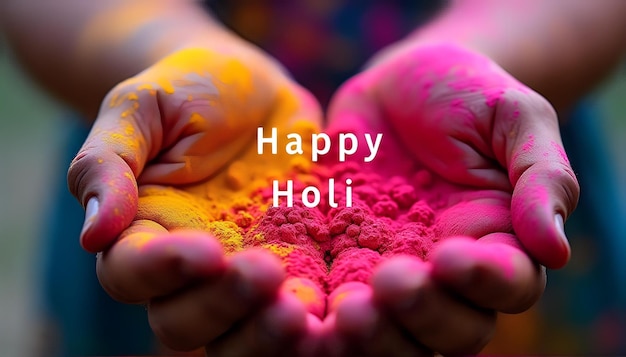 Photo holi concept happy holi celebration text message wishes greeting card and poster design