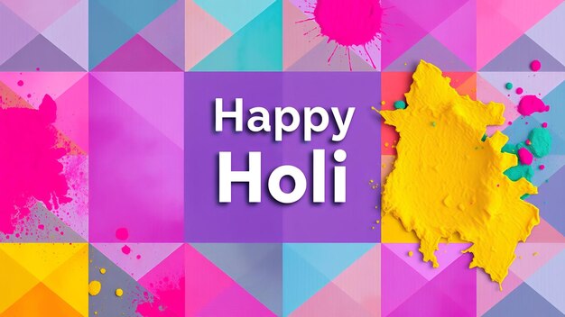 Photo holi concept happy holi celebration text message wishes greeting card and poster design