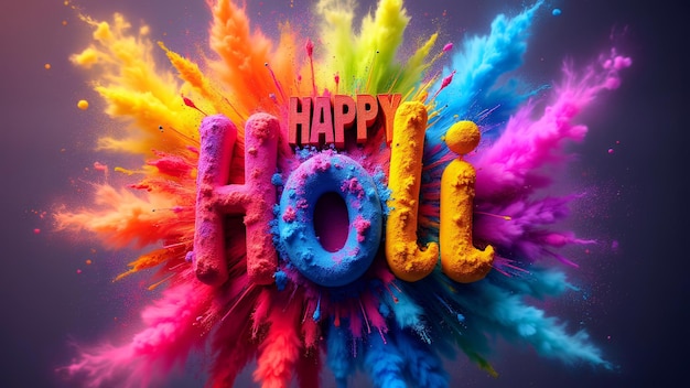 Photo holi concept happy holi celebration text message wishes greeting card and poster design