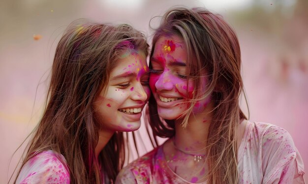 Photo holi day people celebrate holi festival with color powder