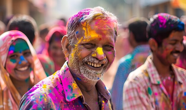 holi day people celebrate holi festival with color powder