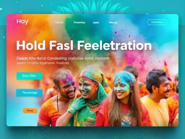 Photo holi festival celebration landing page