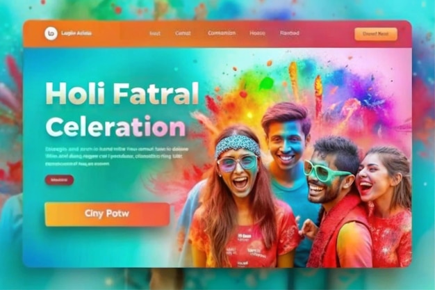 Photo holi festival celebration landing page