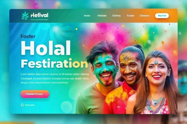 Photo holi festival celebration landing page