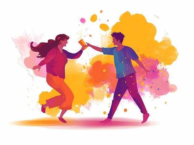 Holi festival Colorful splash Banner poster background and people playing Holi Indian