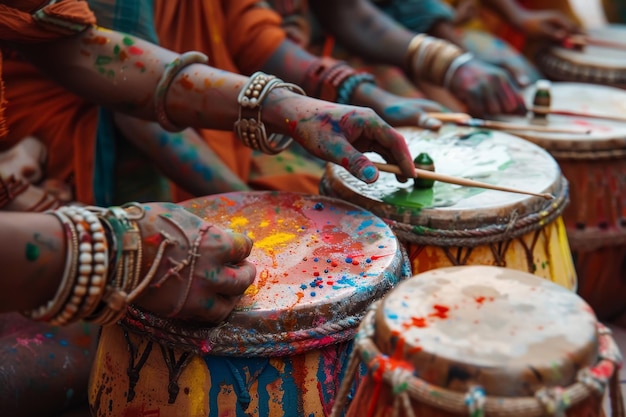 Holi festival drumming session