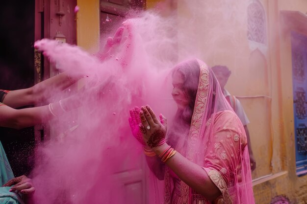 Holi festival pink cloud bliss