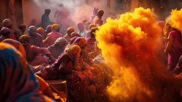 Photo holi india a colorful spring festival known for throwing colored powders