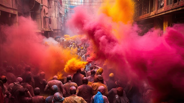 Photo holi india a colorful spring festival known for throwing colored powders