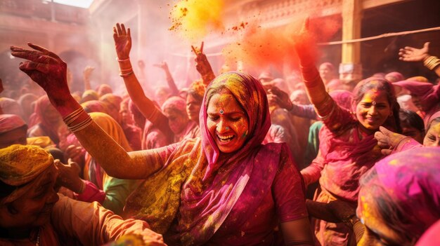 Photo holi india a colorful spring festival known for throwing colored powders