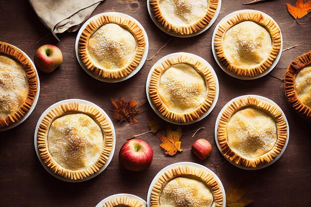 Holiday autumn apple pie on wooden table