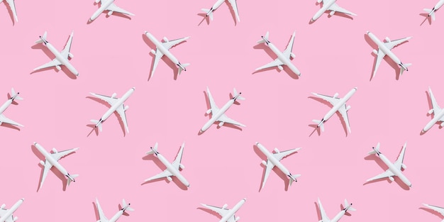 Holiday background concepts with group of airplane on pastel color