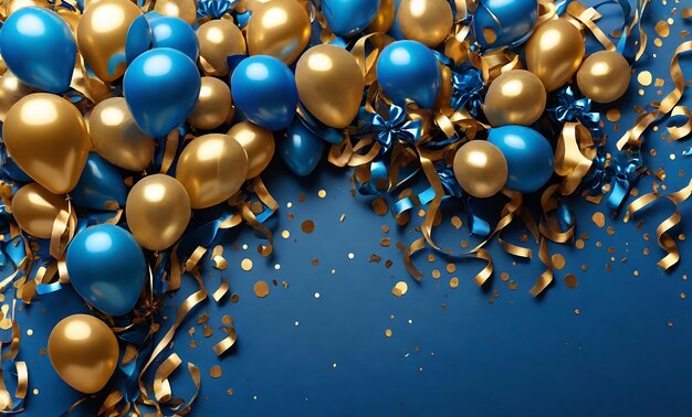 Holiday Balloons and Gifts Background Golden and metallic Balloons AI Generated