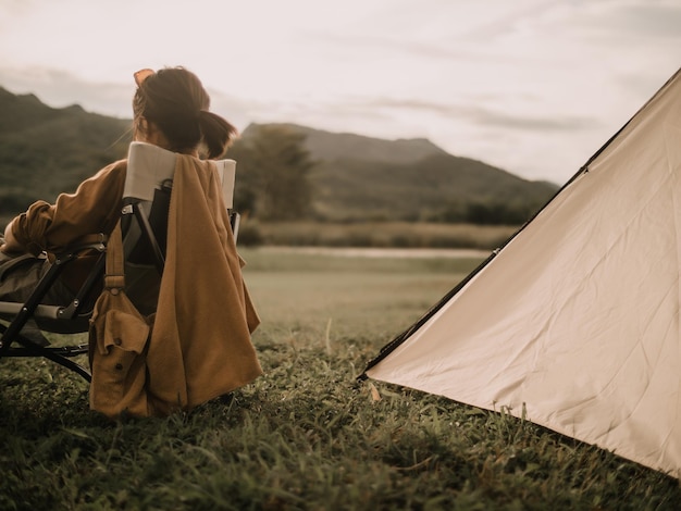 Holiday camping at beautiful mountain