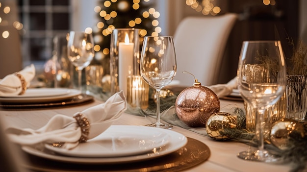 Holiday dinner at home table decor