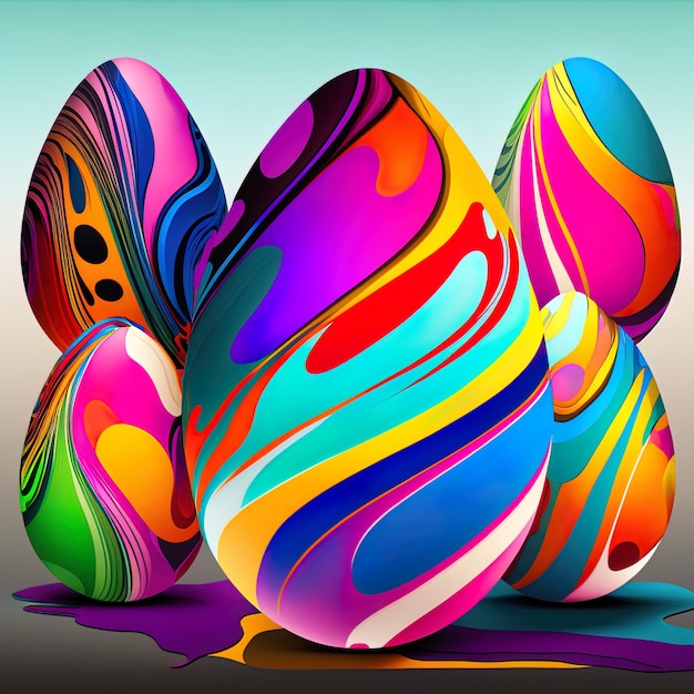 Holiday Easter eggs background Colorful Festive Easter Abstractly Decorated Eggs AI art