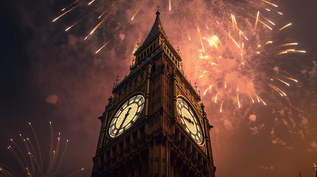 Holiday Fireworks in London Illustration AI GenerativexA