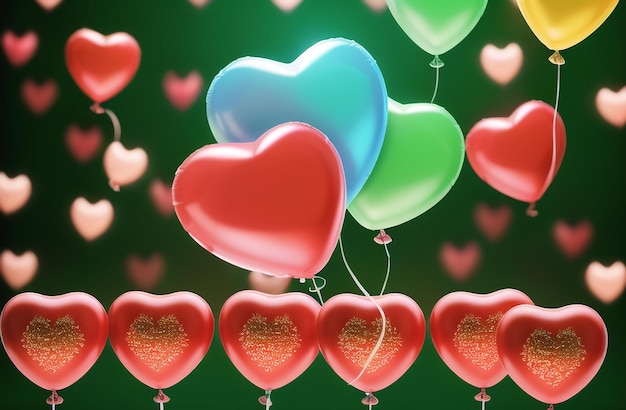 Holiday illustration of flying heart balloon heart Happy Valentines Day Horizontal banner for the website Generative AI