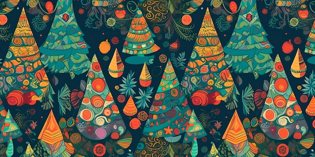 Holidayinspired design featuring traditional elements such as Christmas trees presents and ornaments Generative AI