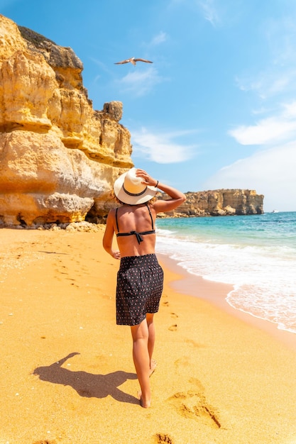 Holidays in the Algarve on the beach at Praia da Coelha Albufeira Portugal