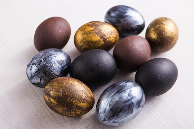 Holidays, design and modern easter concept - Black and brown easter eggs style minimalism