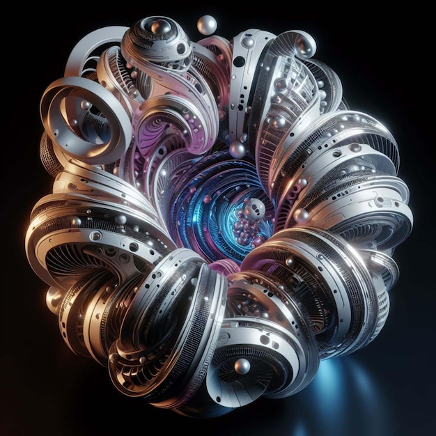 Hollow Abstract 3D Shape with futuristic designs and shiny holographic touches