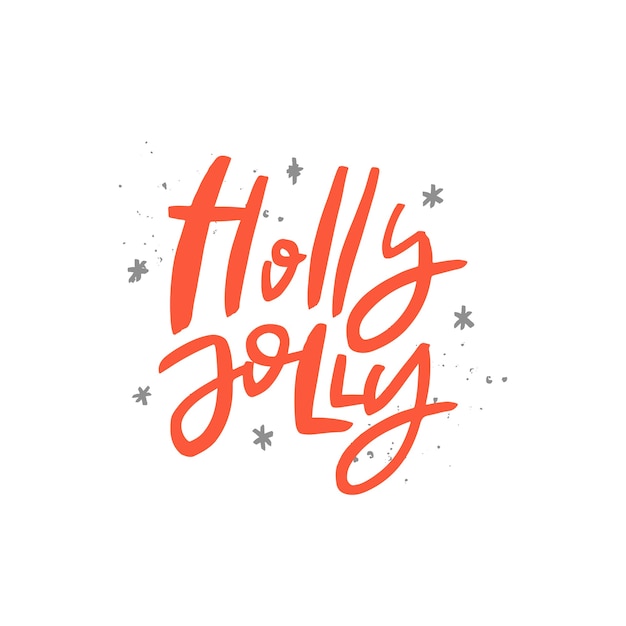 Holly Jolly brush lettering Handwritten Christmas typography