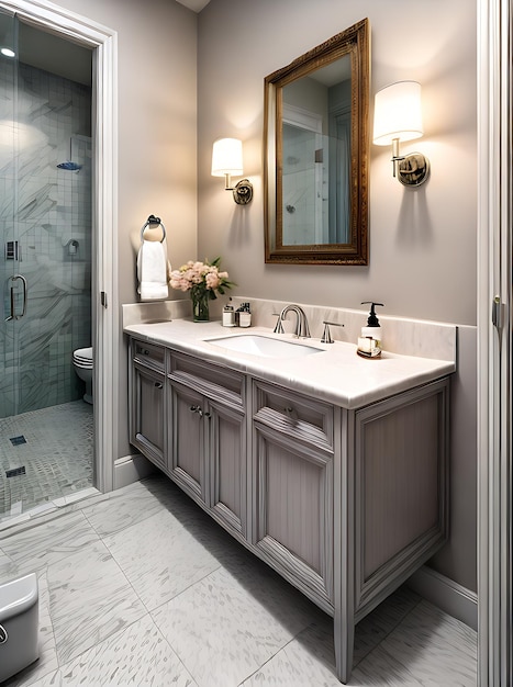 Hollywood regency bathroom interior design