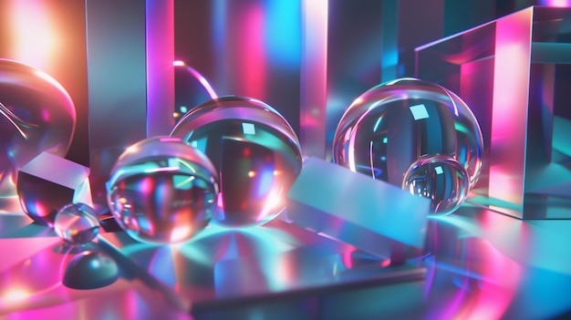 Holo abstract 3D shapes