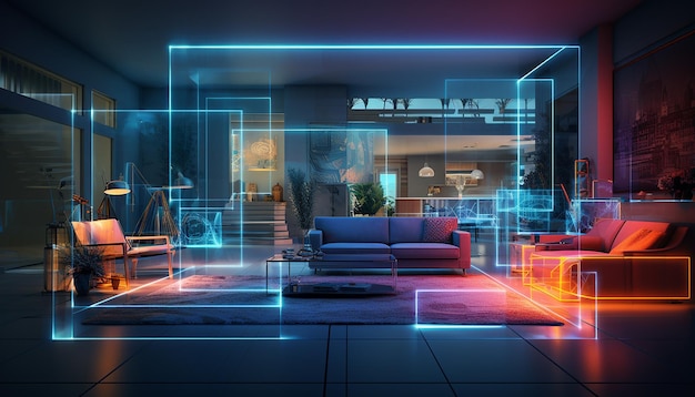 Photo hologram interior design conceptional architecture