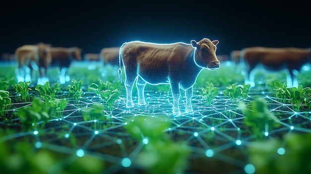 Photo hologram of precision farming techniques applied to livestock