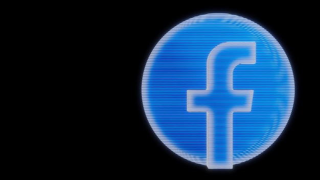 Hologram Style Facebook Logo 3D Render Modern